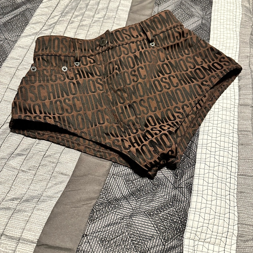 Moschino Dark Brown Logo Print Shorts